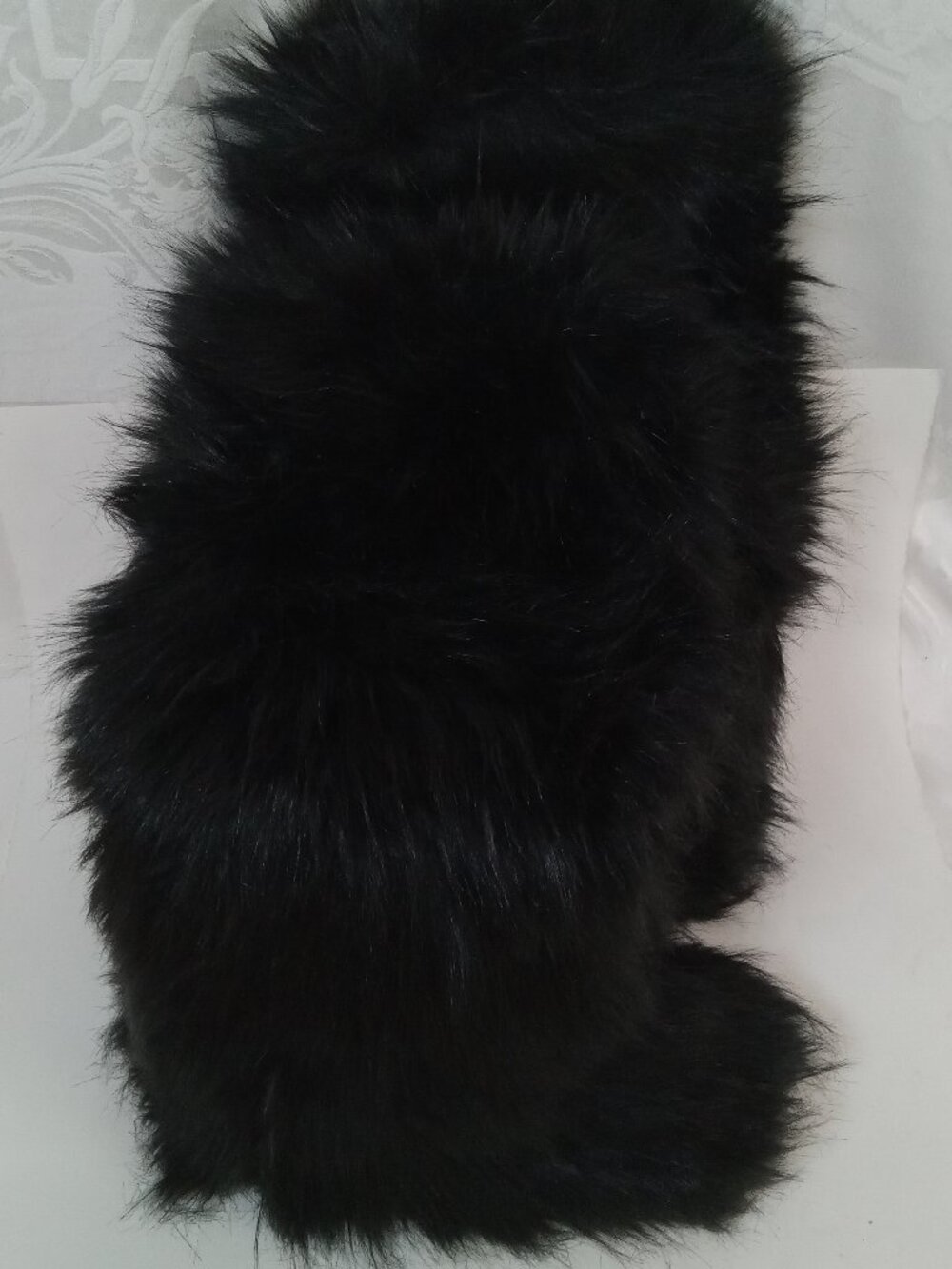 Black Faux Fur Boots Woman Tall Knee High Size 8.5 or 39 Winter Warm New